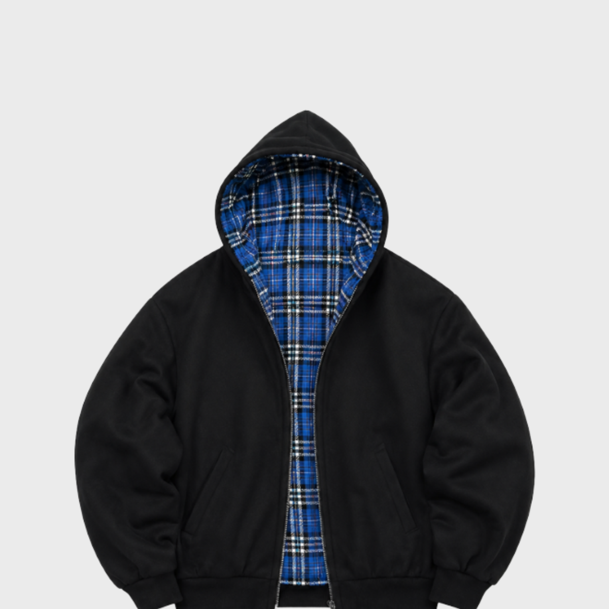 Zip Hoodie FLIPSIDE wendbar Karo Kapuzenjacke Oversize Unisex, online kaufen bei Taste Clothing