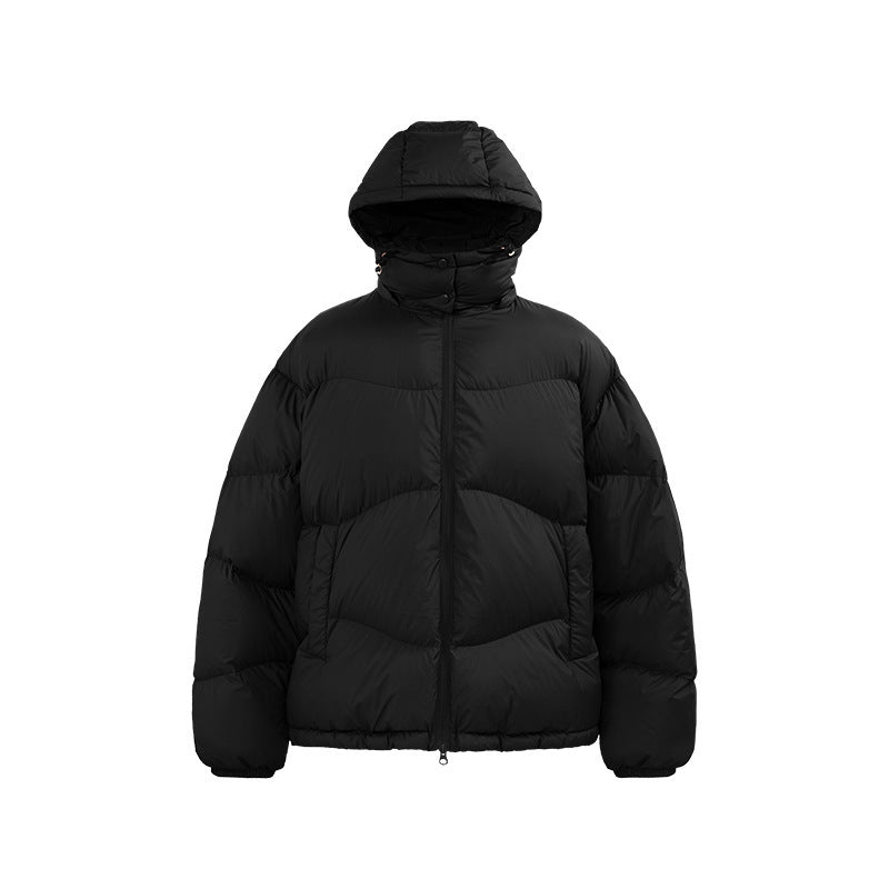 Thin And Portable Puff Down Jacket Solid Color Hooded TASTECLOTHING Black-XL