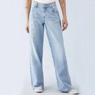 Damen Baggy Jeans Basic Denim mit Stick TASTECLOTHING