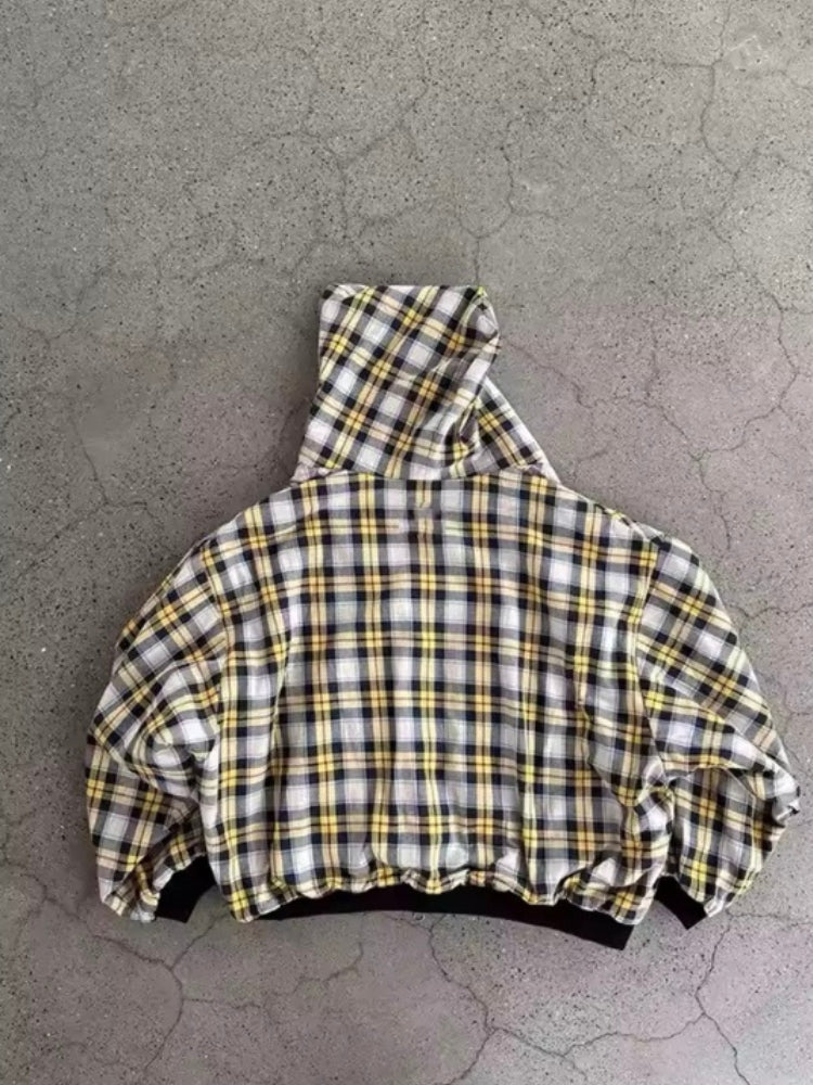 Zip Hoodie FLIPSIDE wendbar Karo Kapuzenjacke Oversize Unisex Bild 8