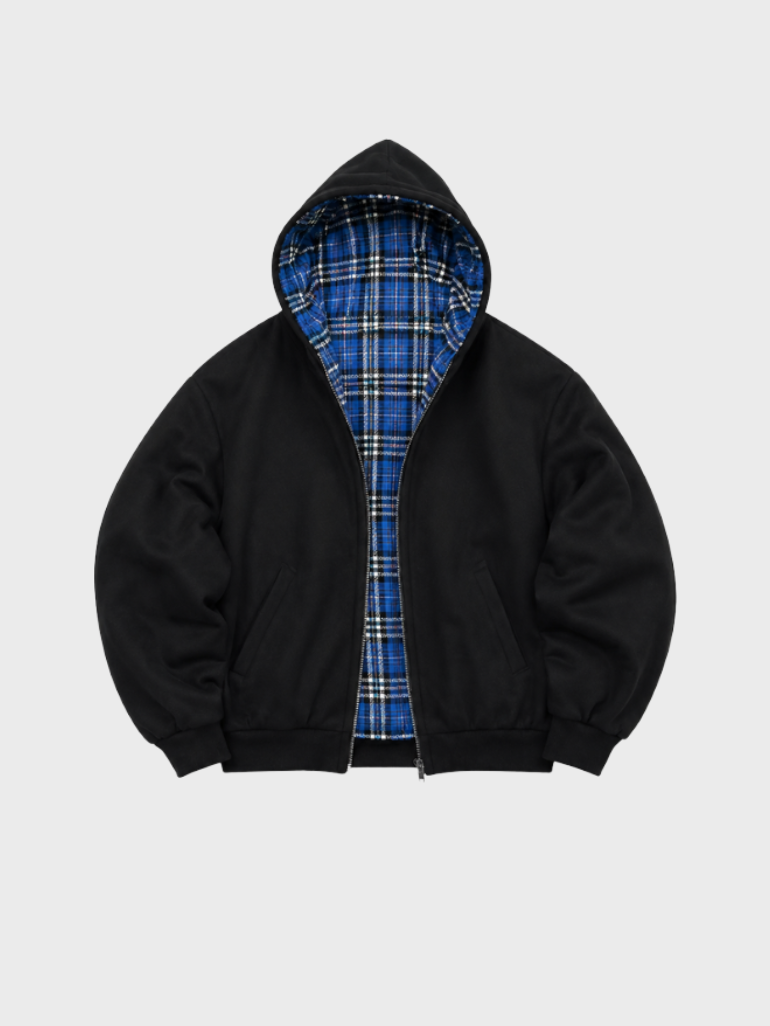 Zip Hoodie FLIPSIDE wendbar Karo Kapuzenjacke Oversize Unisex, online kaufen bei Taste Clothing